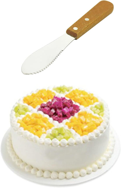 Cheese Spreaders with Wooden Handle, 2 Pcs 8 Inch Stainless Steel Butter Knife for Cheese, Cake, Cream and Bread (2)