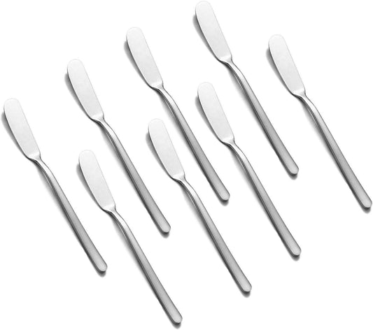 Cheese Spreaders, Stainless Steel Classic Spreader Knife Set for Cheese, Jelly, Jam, Dessert, Set of 8 Canape Knives, Spreaders for Appetizers, Sandwich Cream Cheese Butter Knife
