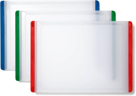 Good Grips 3-Piece Plastic Everyday Cutting Board Set - Red, Green, Blue