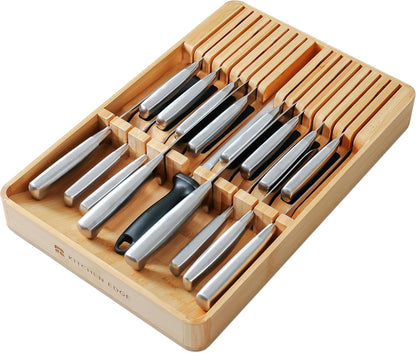 17-Slot Knife Block Drawer Organizer, Bamboo