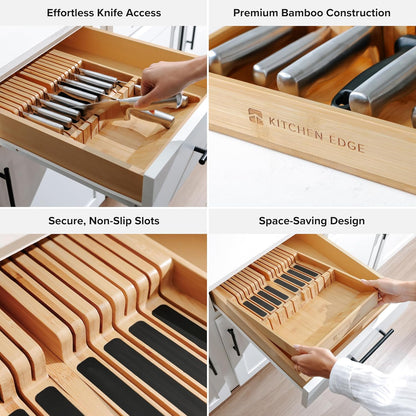 17-Slot Knife Block Drawer Organizer, Bamboo