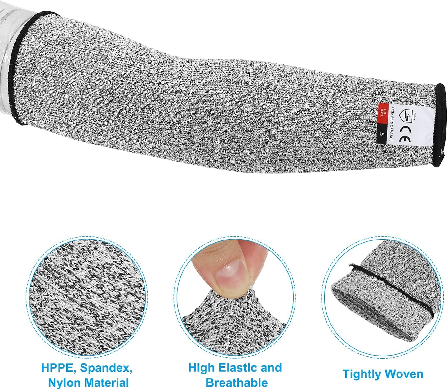 Cut Resistant Sleeves, Level 5 Protection Arm Protectors Safety Arm Guard Thin Skin and Bruising for Men Women
