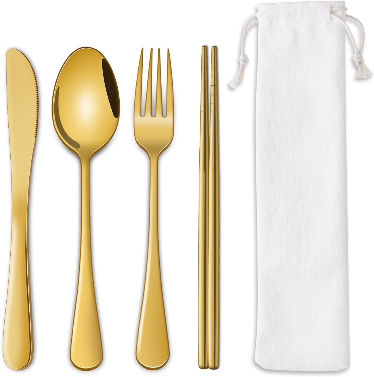 Rainbow Working Lunch Silveware Set,Reusable Travel Utensils Set With Case Includes Stainless Steel Chopsticks Knife Spoon And Fork,Camping Picnic Essentials
