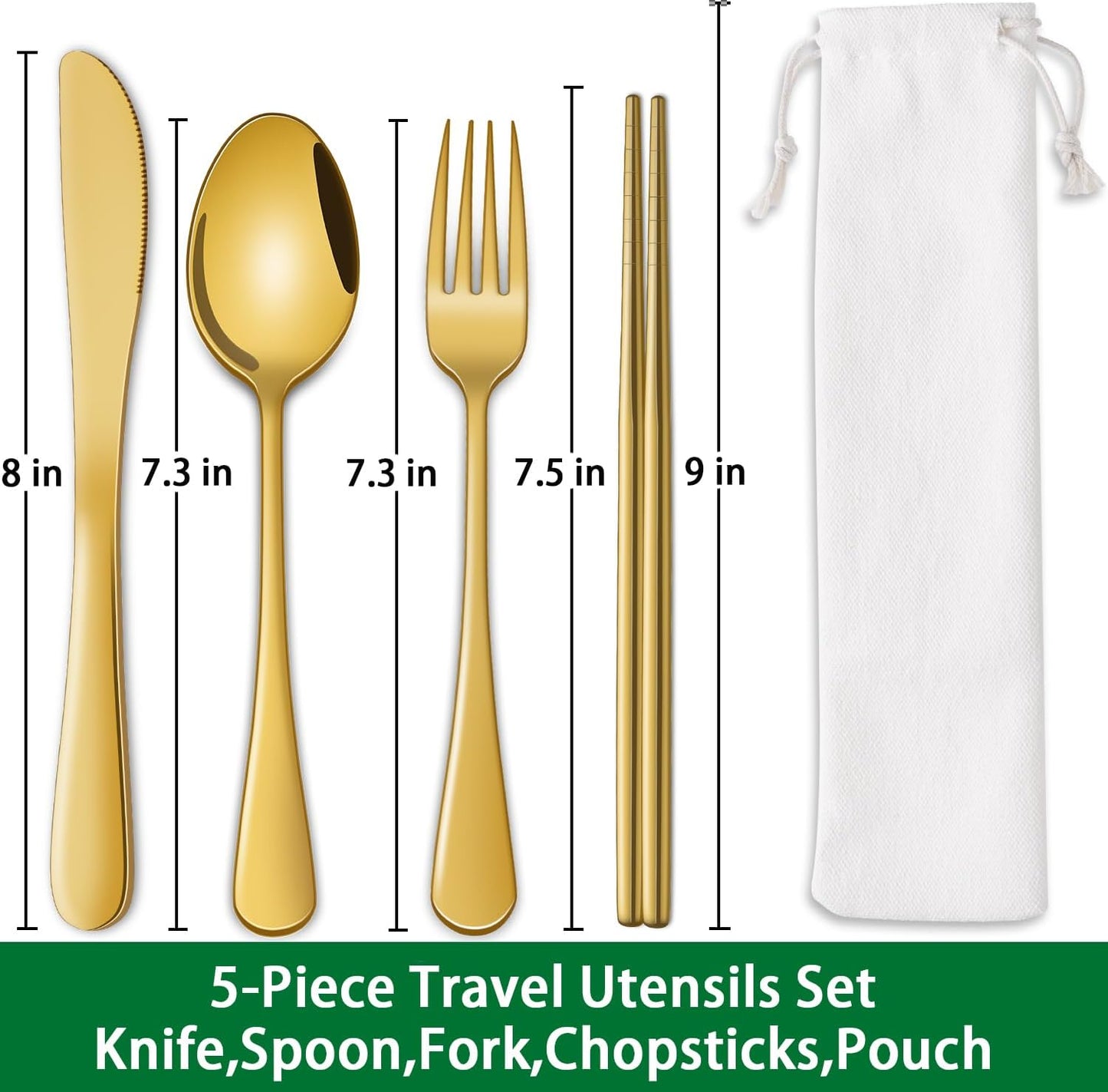 Rainbow Working Lunch Silveware Set,Reusable Travel Utensils Set With Case Includes Stainless Steel Chopsticks Knife Spoon And Fork,Camping Picnic Essentials