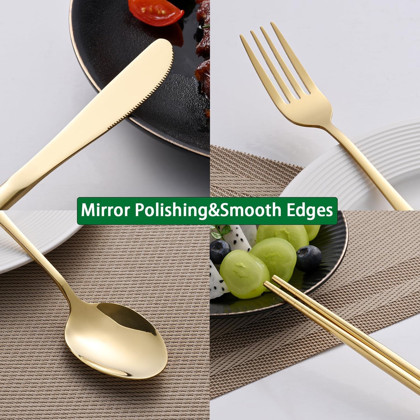 Rainbow Working Lunch Silveware Set,Reusable Travel Utensils Set With Case Includes Stainless Steel Chopsticks Knife Spoon And Fork,Camping Picnic Essentials