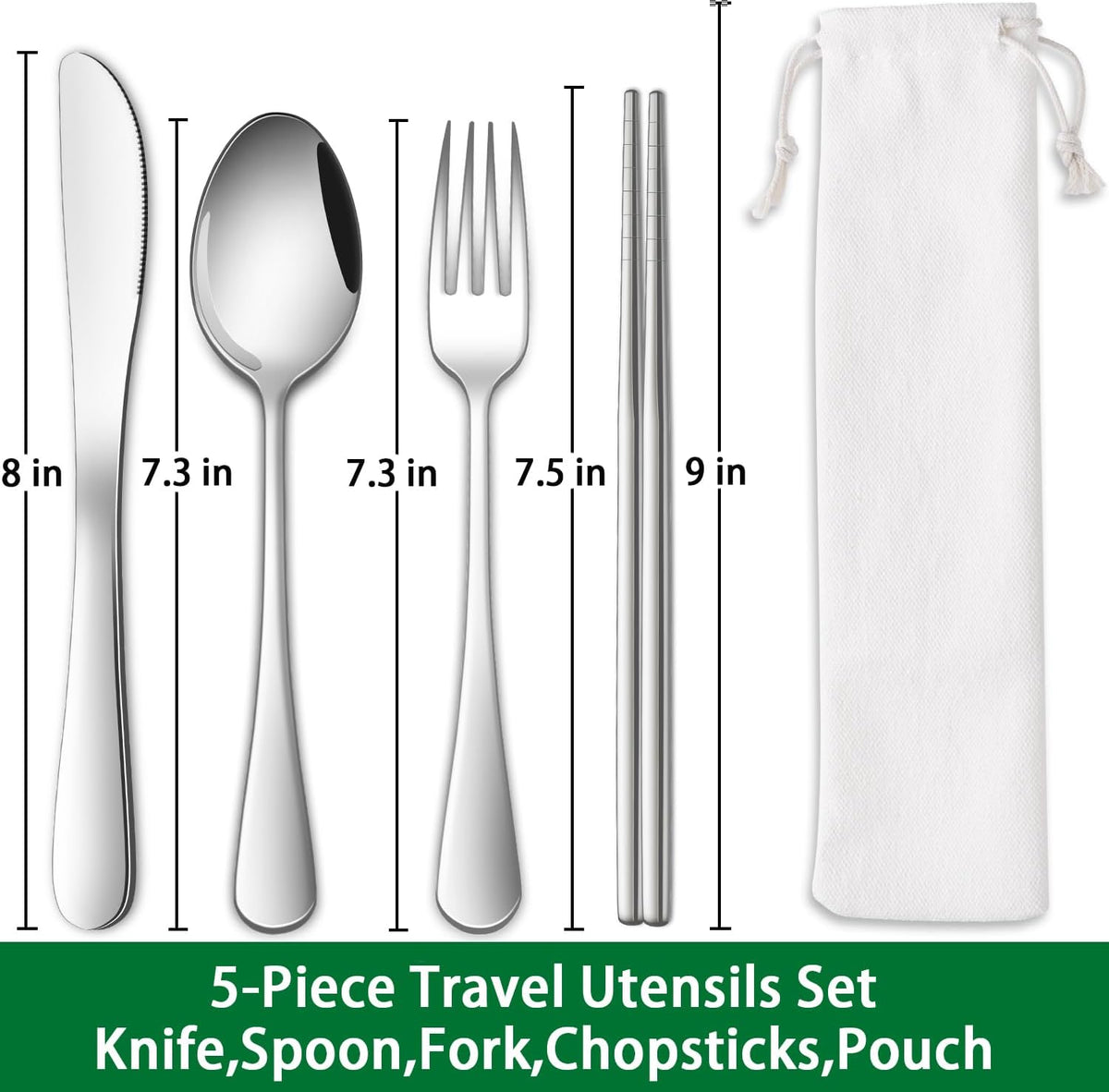 Rainbow Working Lunch Silveware Set,Reusable Travel Utensils Set With Case Includes Stainless Steel Chopsticks Knife Spoon And Fork,Camping Picnic Essentials