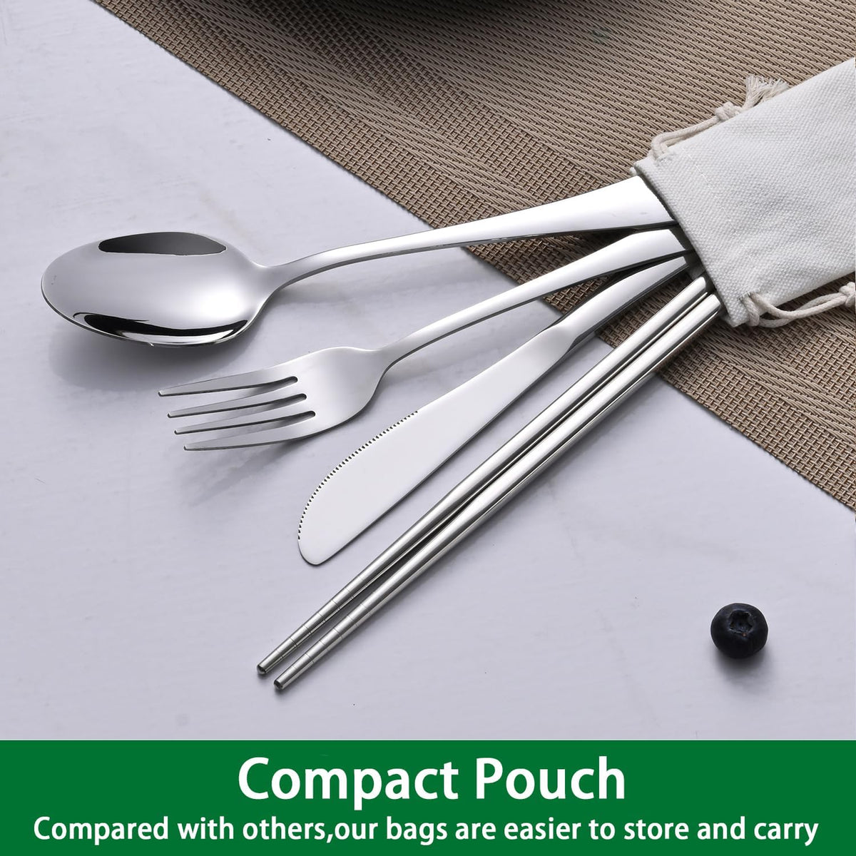 Rainbow Working Lunch Silveware Set,Reusable Travel Utensils Set With Case Includes Stainless Steel Chopsticks Knife Spoon And Fork,Camping Picnic Essentials