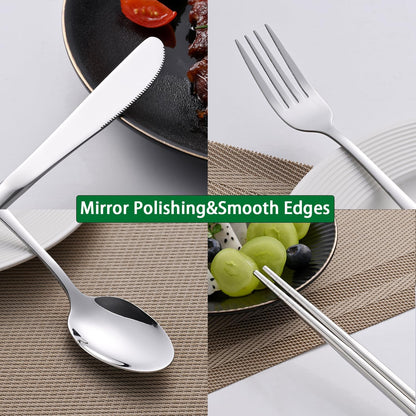 Rainbow Working Lunch Silveware Set,Reusable Travel Utensils Set With Case Includes Stainless Steel Chopsticks Knife Spoon And Fork,Camping Picnic Essentials