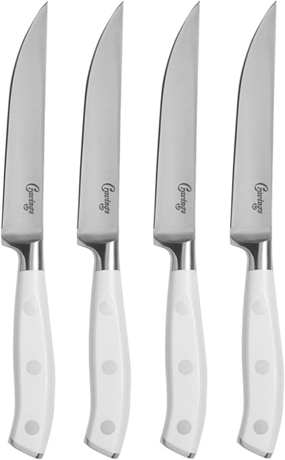 4-Piece Steak Knife Set, Forged Stainless Steel | Small Kitchen Knife Set, Sharp Dining Knives with Ergonomic Handles for Effortless Meat Cutting, Everyday Meals & Dinner
