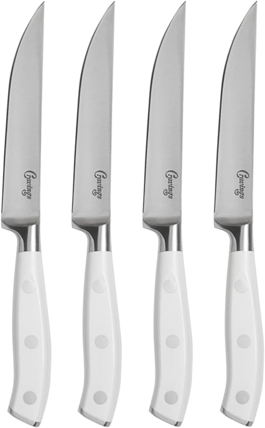 4-Piece Steak Knife Set, Forged Stainless Steel | Small Kitchen Knife Set, Sharp Dining Knives with Ergonomic Handles for Effortless Meat Cutting, Everyday Meals & Dinner