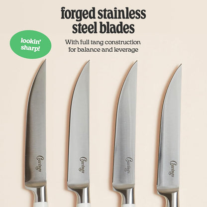 4-Piece Steak Knife Set, Forged Stainless Steel | Small Kitchen Knife Set, Sharp Dining Knives with Ergonomic Handles for Effortless Meat Cutting, Everyday Meals & Dinner