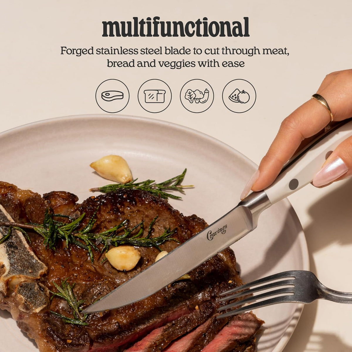 4-Piece Steak Knife Set, Forged Stainless Steel | Small Kitchen Knife Set, Sharp Dining Knives with Ergonomic Handles for Effortless Meat Cutting, Everyday Meals & Dinner