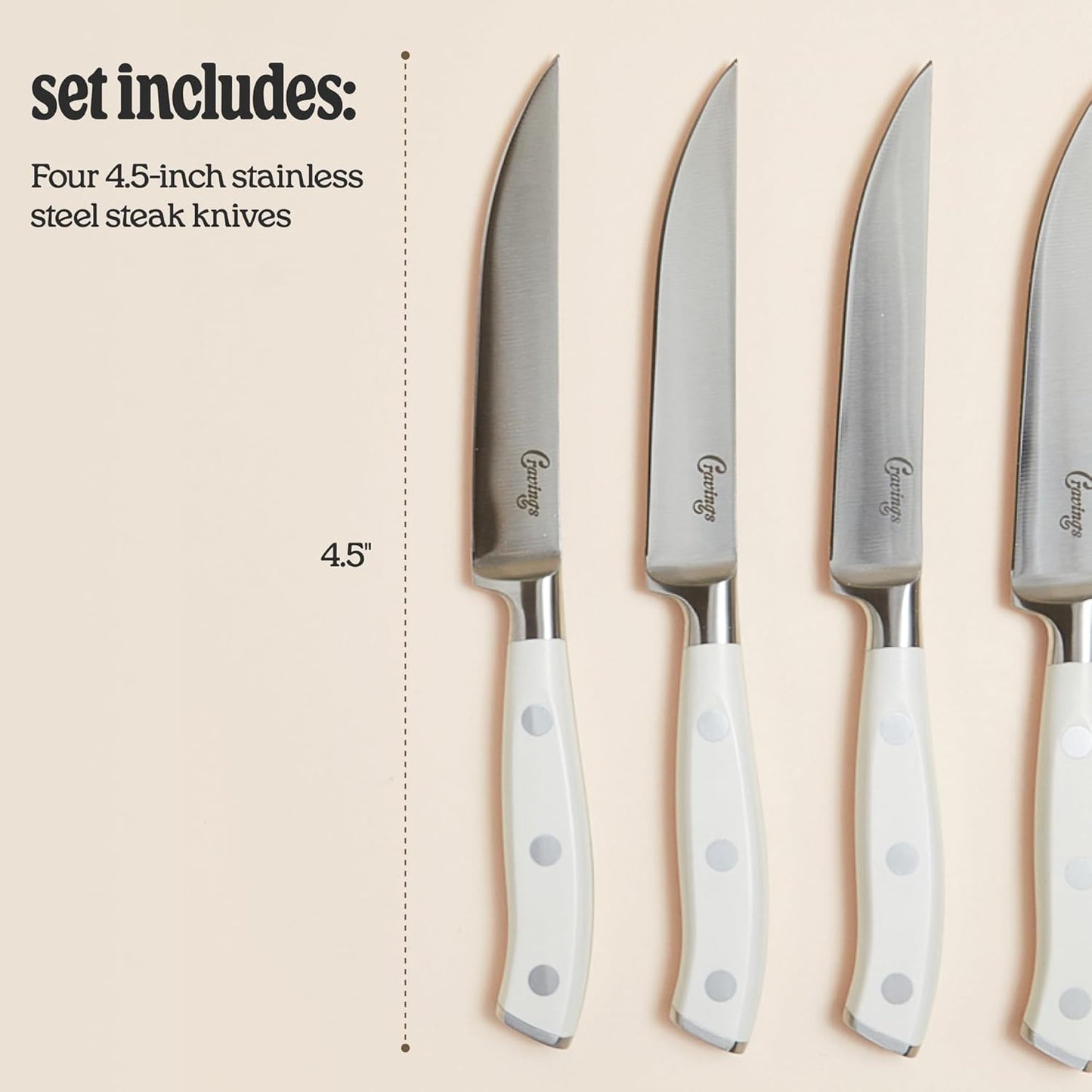 4-Piece Steak Knife Set, Forged Stainless Steel | Small Kitchen Knife Set, Sharp Dining Knives with Ergonomic Handles for Effortless Meat Cutting, Everyday Meals & Dinner
