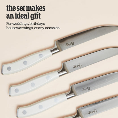 4-Piece Steak Knife Set, Forged Stainless Steel | Small Kitchen Knife Set, Sharp Dining Knives with Ergonomic Handles for Effortless Meat Cutting, Everyday Meals & Dinner