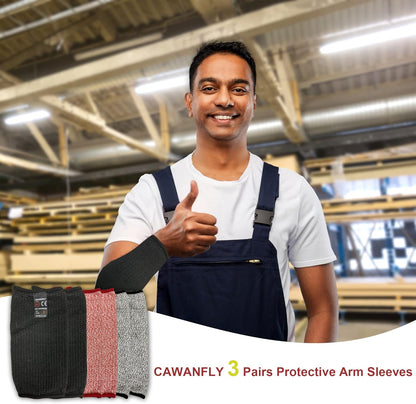 3 Pairs Protective Arm Sleeves, Cut Resistant Sleeve Arm Protectors Anti Abrasion Safety Armband for Garden Kitchen Work