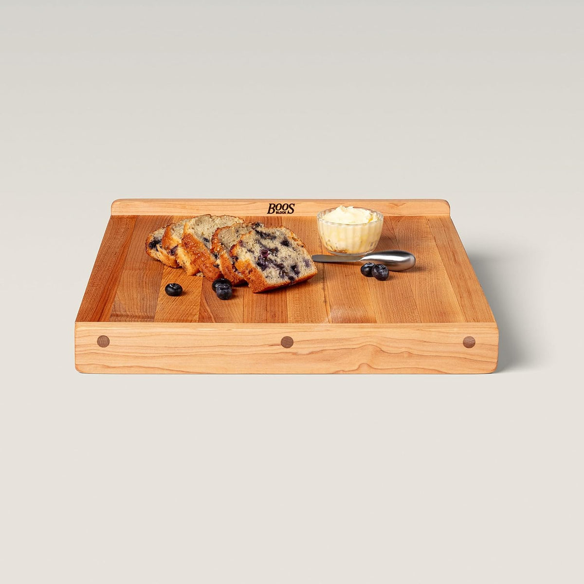 Countertop Series Rectangular Wooden Maple Cutting Board 17.75”x17.25” – 1.25” Thick, 13-lb Reversible Butcher Block with Juice Groove, Counter Lip & Edge-Grain – Made in the USA