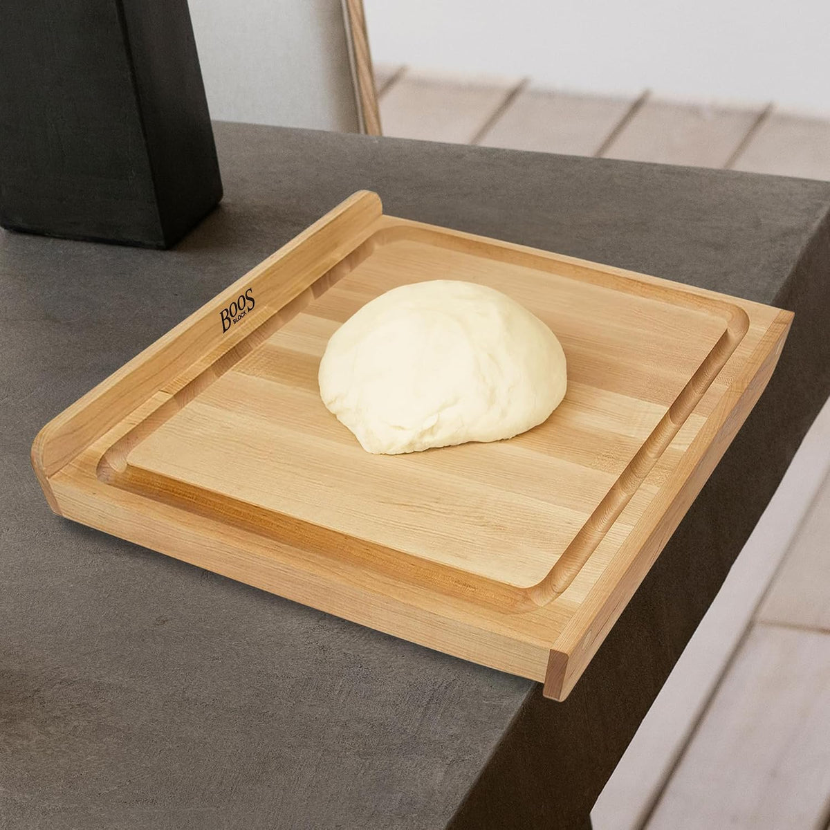 Countertop Series Rectangular Wooden Maple Cutting Board 17.75”x17.25” – 1.25” Thick, 13-lb Reversible Butcher Block with Juice Groove, Counter Lip & Edge-Grain – Made in the USA