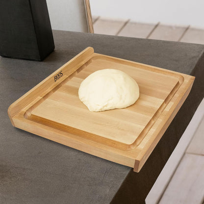 Countertop Series Rectangular Wooden Maple Cutting Board 17.75”x17.25” – 1.25” Thick, 13-lb Reversible Butcher Block with Juice Groove, Counter Lip & Edge-Grain – Made in the USA