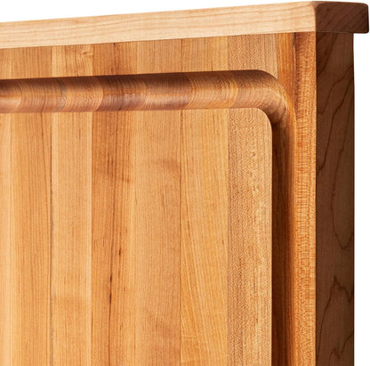 Countertop Series Rectangular Wooden Maple Cutting Board 17.75”x17.25” – 1.25” Thick, 13-lb Reversible Butcher Block with Juice Groove, Counter Lip & Edge-Grain – Made in the USA