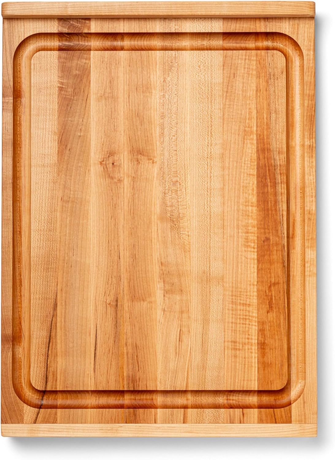 Countertop Series Rectangular Wooden Maple Cutting Board 17.75”x17.25” – 1.25” Thick, 13-lb Reversible Butcher Block with Juice Groove, Counter Lip & Edge-Grain – Made in the USA