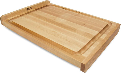 Countertop Series Rectangular Wooden Maple Cutting Board 17.75”x17.25” – 1.25” Thick, 13-lb Reversible Butcher Block with Juice Groove, Counter Lip & Edge-Grain – Made in the USA