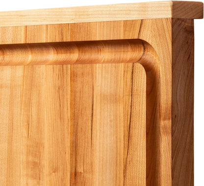 Countertop Series Rectangular Wooden Maple Cutting Board 17.75”x17.25” – 1.25” Thick, 13-lb Reversible Butcher Block with Juice Groove, Counter Lip & Edge-Grain – Made in the USA