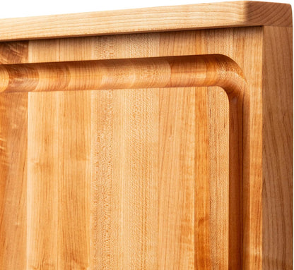 Countertop Series Rectangular Wooden Maple Cutting Board 17.75”x17.25” – 1.25” Thick, 13-lb Reversible Butcher Block with Juice Groove, Counter Lip & Edge-Grain – Made in the USA