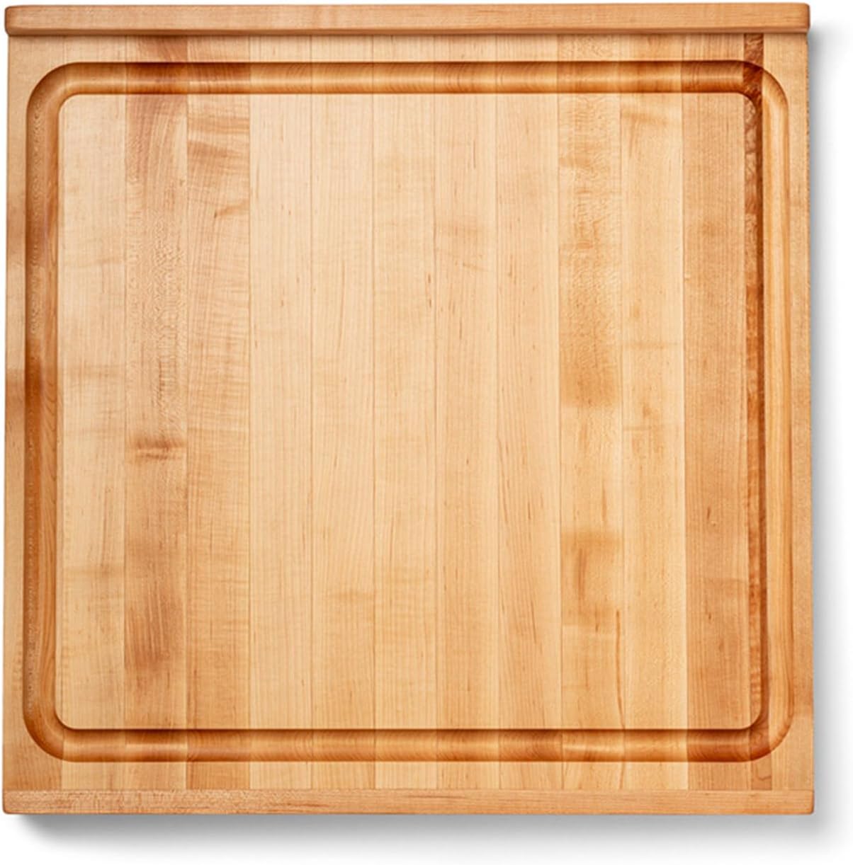 Countertop Series Rectangular Wooden Maple Cutting Board 17.75”x17.25” – 1.25” Thick, 13-lb Reversible Butcher Block with Juice Groove, Counter Lip & Edge-Grain – Made in the USA