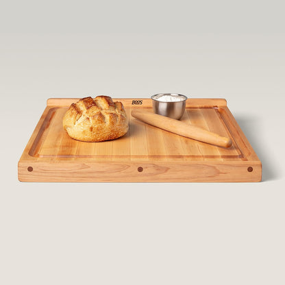 Countertop Series Rectangular Wooden Maple Cutting Board 17.75”x17.25” – 1.25” Thick, 13-lb Reversible Butcher Block with Juice Groove, Counter Lip & Edge-Grain – Made in the USA