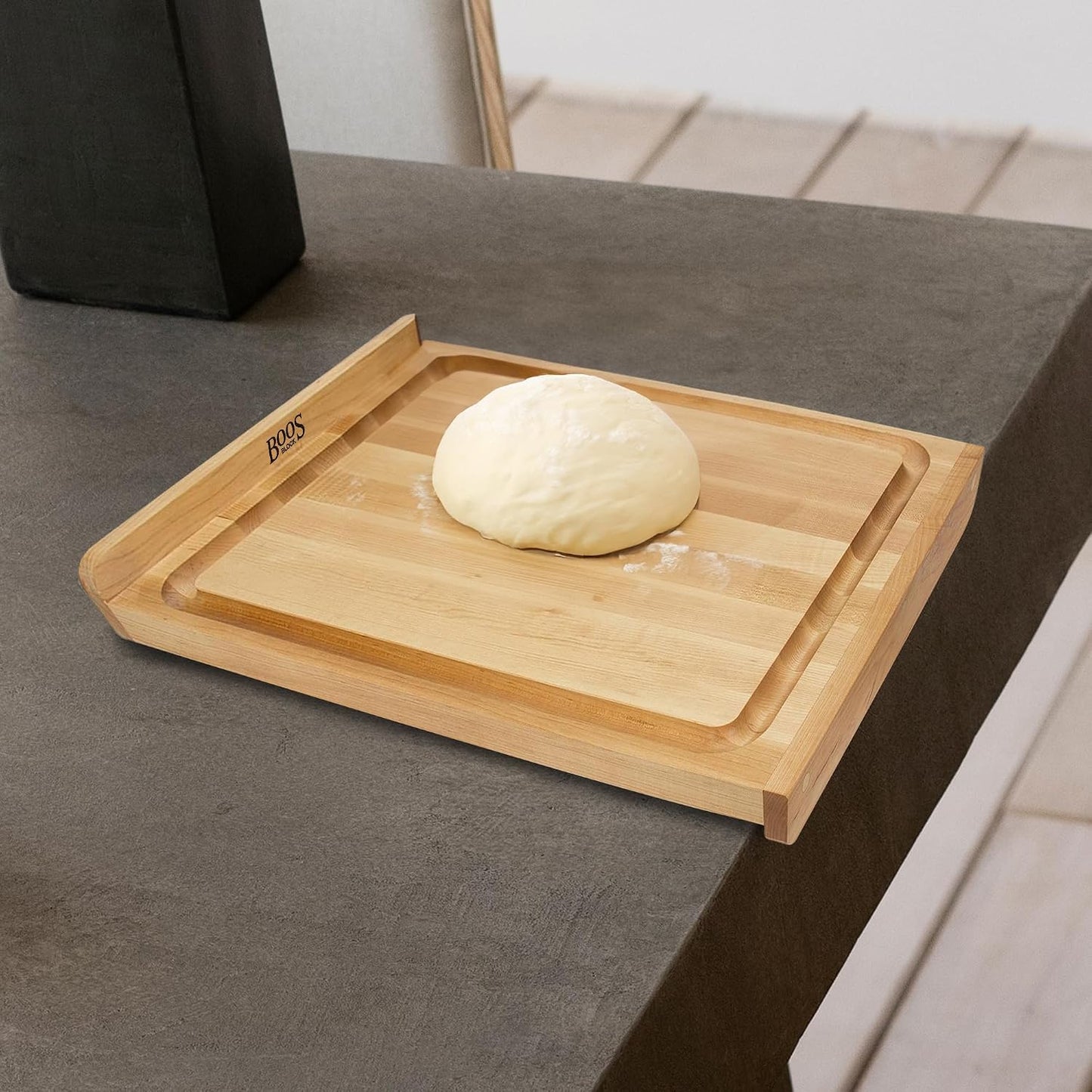 Countertop Series Rectangular Wooden Maple Cutting Board 17.75”x17.25” – 1.25” Thick, 13-lb Reversible Butcher Block with Juice Groove, Counter Lip & Edge-Grain – Made in the USA
