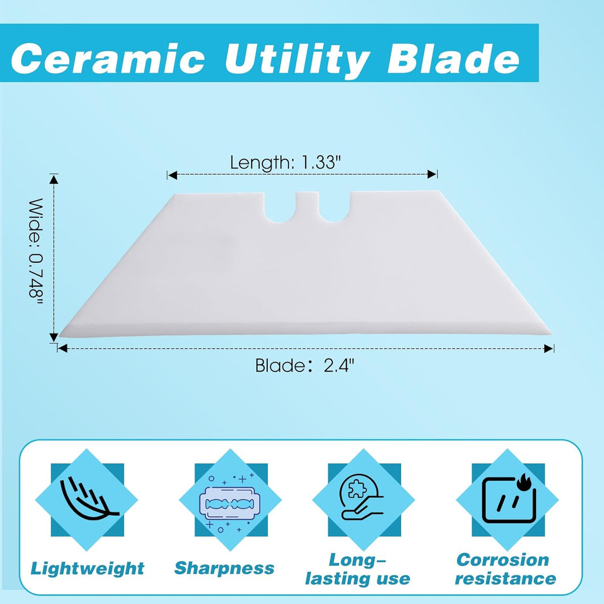 20 Pack Ceramic Utility Blades High Hardness Replacement Blades Fit Utility Knife, Sharp and Reliable, Suitable for Most Craft Knives and Box Cutter