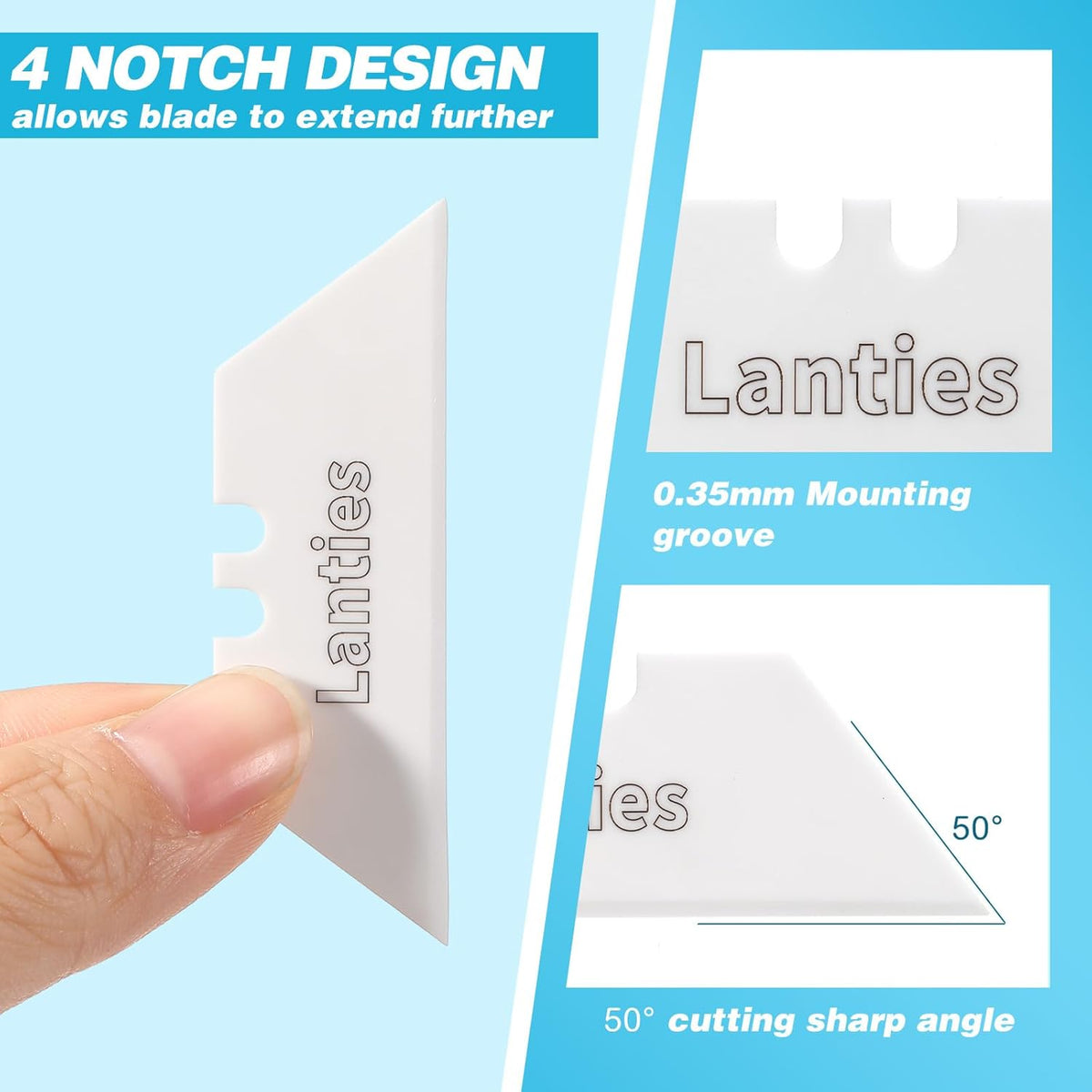 20 Pack Ceramic Utility Blades High Hardness Replacement Blades Fit Utility Knife, Sharp and Reliable, Suitable for Most Craft Knives and Box Cutter