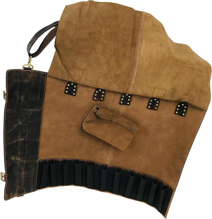 Genuine Leather Knife Roll Bag, Handmade Chef Knife Roll, Professional Knife Storage Case with Adjustable Shoulder Strap & Zipper Pocket, Travel Culinary Knife Carrier, Vintage Light Brown