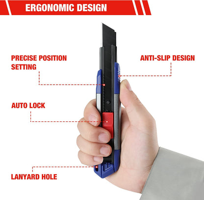 18mm Retractable Utility Knife with 10-Piece SK5 Blades