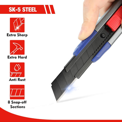 18mm Retractable Utility Knife with 10-Piece SK5 Blades