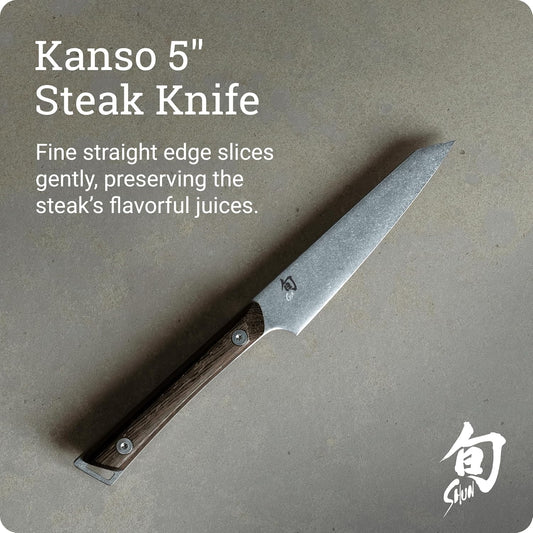 Kanso 5" Steak Knife, Handcrafted and Smooth-Edged Japanese Kitchen Knife for Professional and Home Chefs, AUS10A Stainless Steel Blade, Tagayasan Handle | Handcrafted and Smooth-Edged Japanese Kitchen Knife, AUS10A Stainless Steel Blade, Tagayasan Handle