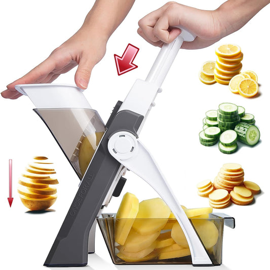 Safe Mandoline Slicer, Vegetable Slicer Potato Slicer, Gray | Vegetable Slicer For Food Potato Slices, Thickness Adjustable 0.1-8 mm Kitchen Artifact Fast Meal Prep, Gift, Only Slicer