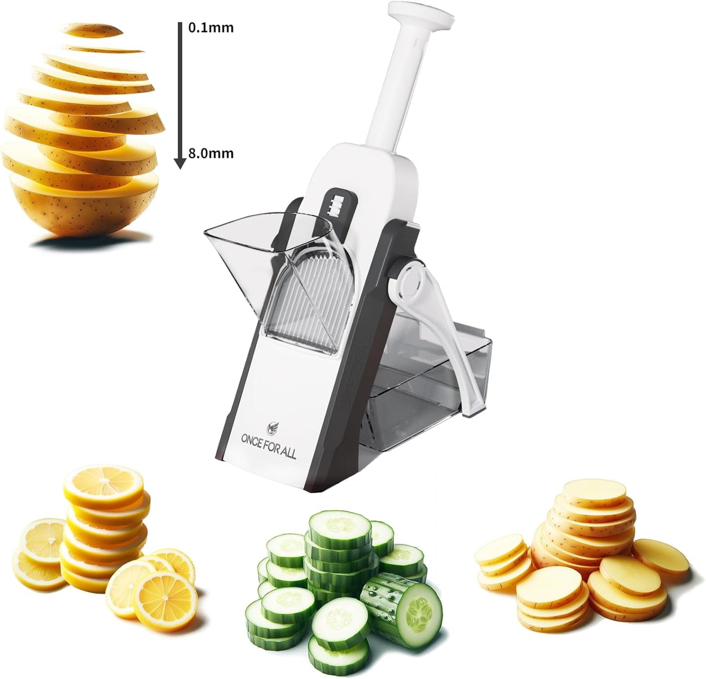 Safe Mandoline Slicer, Vegetable Slicer Potato Slicer, Gray | Vegetable Slicer For Food Potato Slices, Thickness Adjustable 0.1-8 mm Kitchen Artifact Fast Meal Prep, Gift, Only Slicer