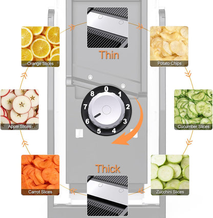 Safe Mandoline Slicer, Vegetable Slicer Potato Slicer, Gray | Vegetable Slicer For Food Potato Slices, Thickness Adjustable 0.1-8 mm Kitchen Artifact Fast Meal Prep, Gift, Only Slicer