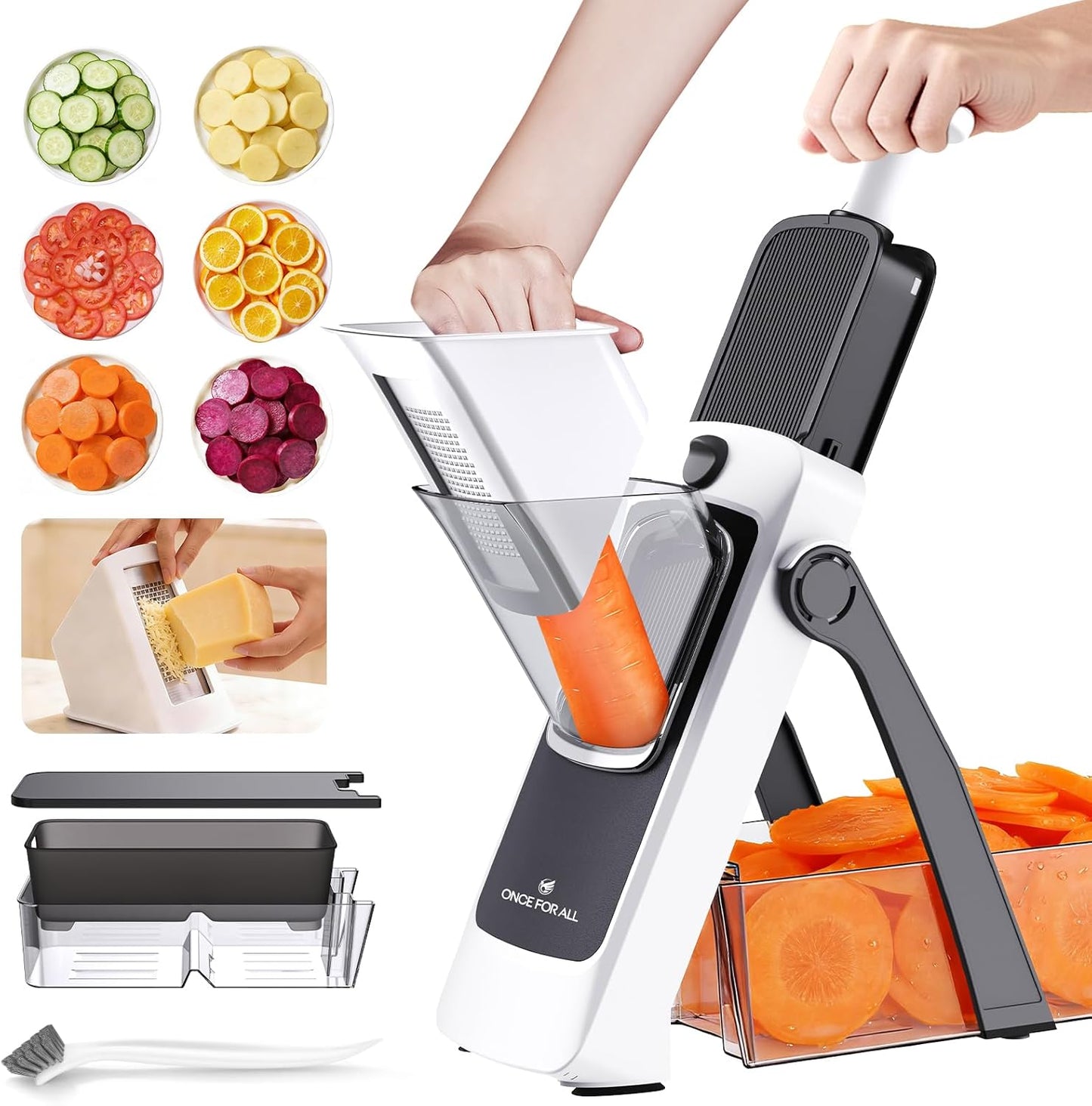 Safe Mandoline Slicer, Vegetable Slicer Potato Slicer, Gray | Vegetable Slicer For Food Potato Slices, Thickness Adjustable 0.1-8 mm Kitchen Artifact Fast Meal Prep, Gift, Only Slicer