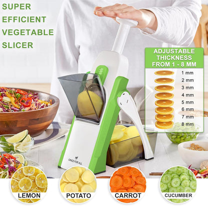 Safe Mandoline Slicer, Vegetable Slicer Potato Slicer, Gray | Vegetable Slicer For Food Potato Slices, Thickness Adjustable 0.1-8 mm Kitchen Artifact Fast Meal Prep, Gift, Only Slicer