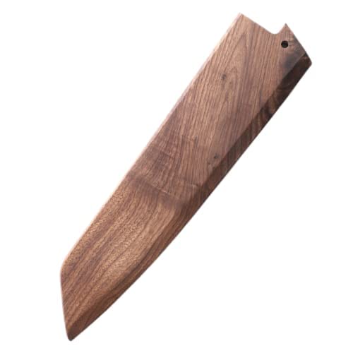 Handmade Natural Black Walnut Wood Japanese Kiritsuke Chef Knife Sheath Magnetic Knives Case Holder Protector Wooden Cover (Bevel Entrance,8 inch)