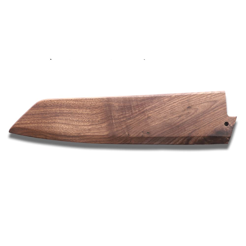 Handmade Natural Black Walnut Wood Japanese Kiritsuke Chef Knife Sheath Magnetic Knives Case Holder Protector Wooden Cover (Bevel Entrance,8 inch)