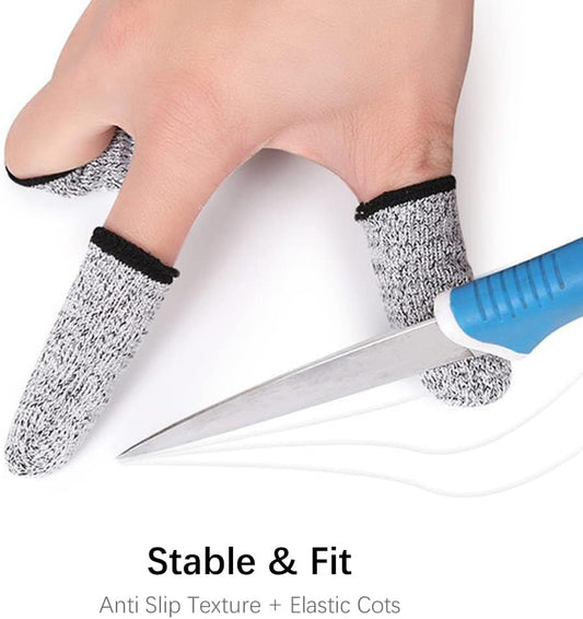 Finger Cots Cut Resistant Protector - Finger Covers for Cuts, Gloves Life Extender, Cut Resistant Finger Protectors for Kitchen, Work, Sculpture, Anti-Slip, Reusable (Gray, 12PK)