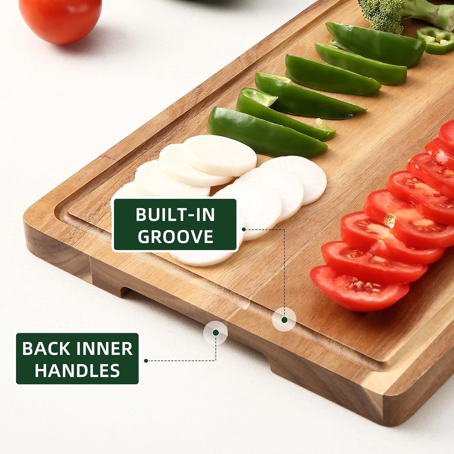 20 Inch Large Acacia Wood Cutting Board 1.5" Thick, Reversible Wooden Cutting Board for Kitchen, Charcuterie Board Cheese Board with Deep Groove, Chopping Board for Meat, Vegetables, Fruit