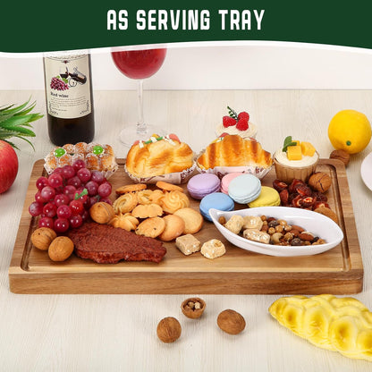 20 Inch Large Acacia Wood Cutting Board 1.5" Thick, Reversible Wooden Cutting Board for Kitchen, Charcuterie Board Cheese Board with Deep Groove, Chopping Board for Meat, Vegetables, Fruit
