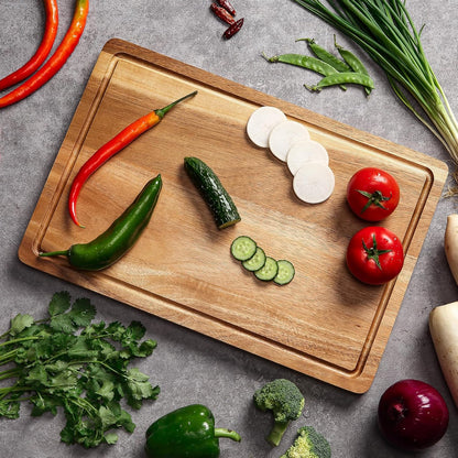 20 Inch Large Acacia Wood Cutting Board 1.5" Thick, Reversible Wooden Cutting Board for Kitchen, Charcuterie Board Cheese Board with Deep Groove, Chopping Board for Meat, Vegetables, Fruit