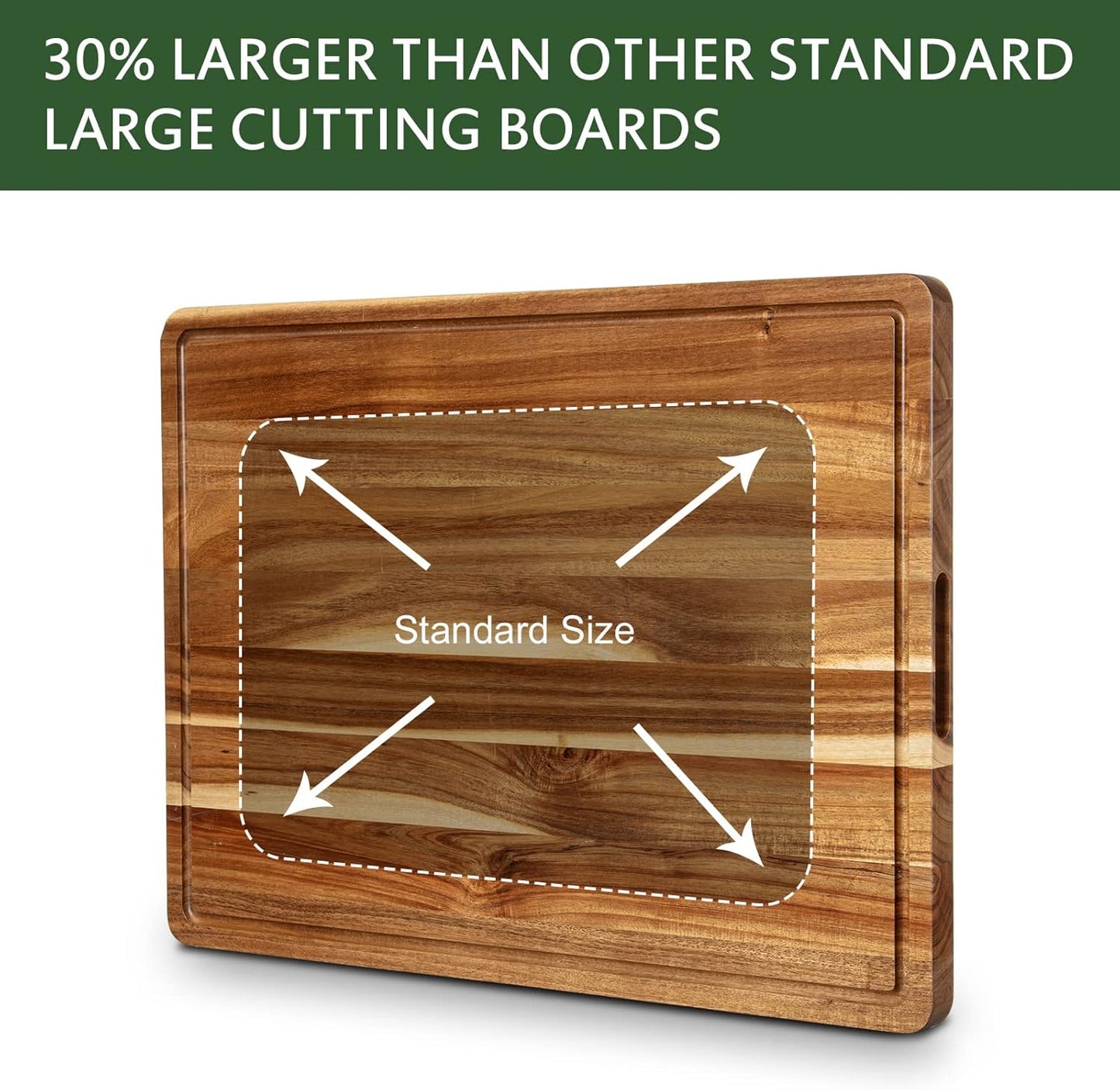 20 Inch Large Acacia Wood Cutting Board 1.5" Thick, Reversible Wooden Cutting Board for Kitchen, Charcuterie Board Cheese Board with Deep Groove, Chopping Board for Meat, Vegetables, Fruit