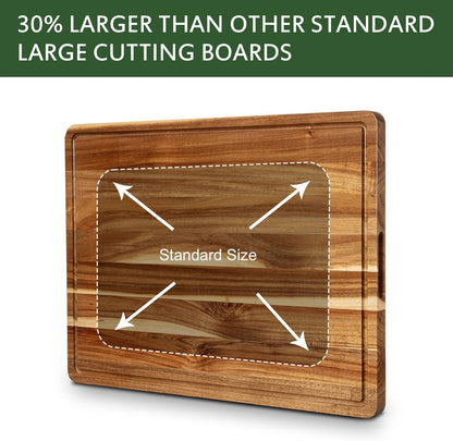 20 Inch Large Acacia Wood Cutting Board 1.5" Thick, Reversible Wooden Cutting Board for Kitchen, Charcuterie Board Cheese Board with Deep Groove, Chopping Board for Meat, Vegetables, Fruit