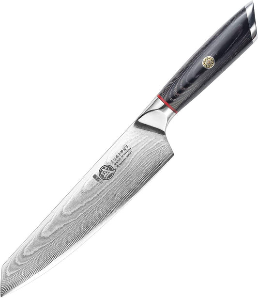 7-Inch Japanese Kiritsuke Chef Knife, AUS-10 Damascus | 67-Layer Forged Construction, Deep-Cryo Heat Treatment, Precision Tip Control, Pakkawood Handle, Sandalwood Box